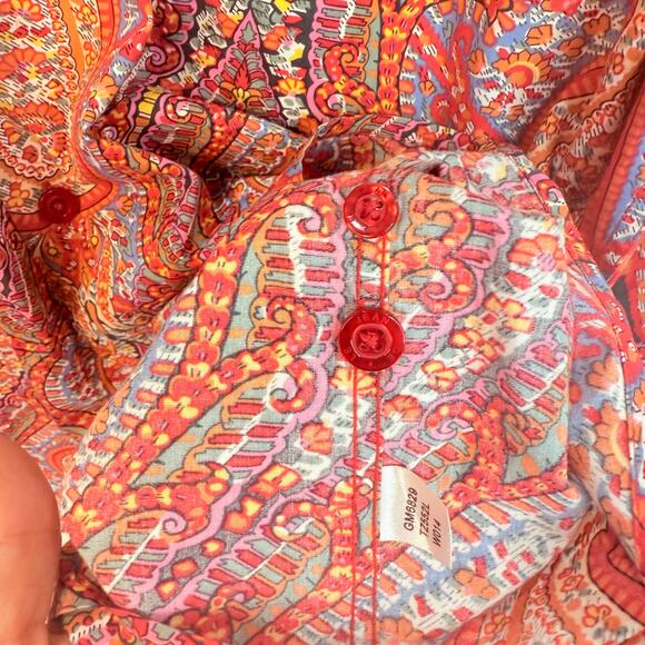 Vtg Le Jean de Marithe + Francois Girbaud Orange Paisley Button Up Shirt Size XL - Picture 8 of 9